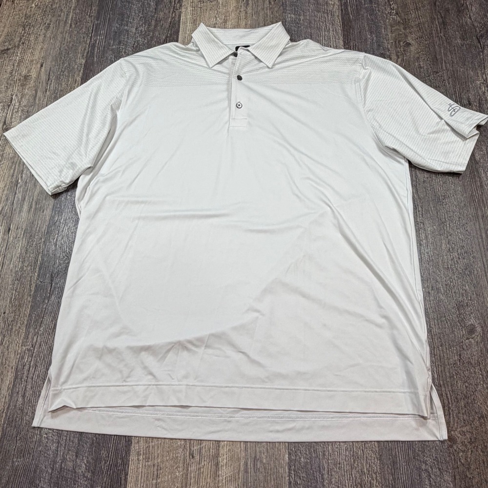 FootJoy Polo Shirt Mens 2XL White Chevron Performance Stretch Golf Top FJ